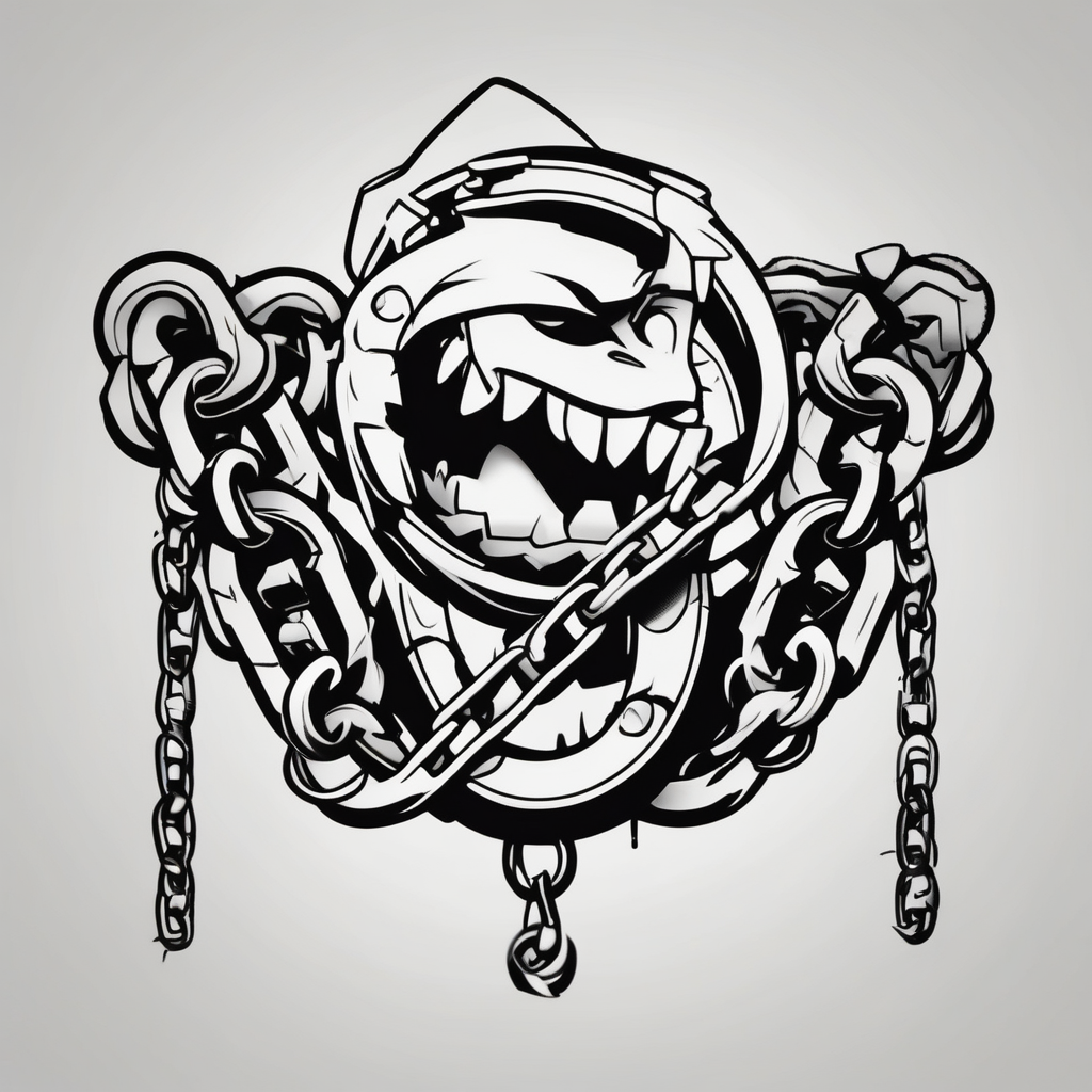 tattoo broken chain english dragon tattoo, design de tatouage Cartoon généré par IA